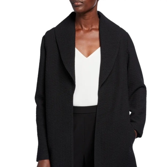 EILEEN Fisher Basket Weave Texture Open Front Style Jacket - Picture 4 of 9